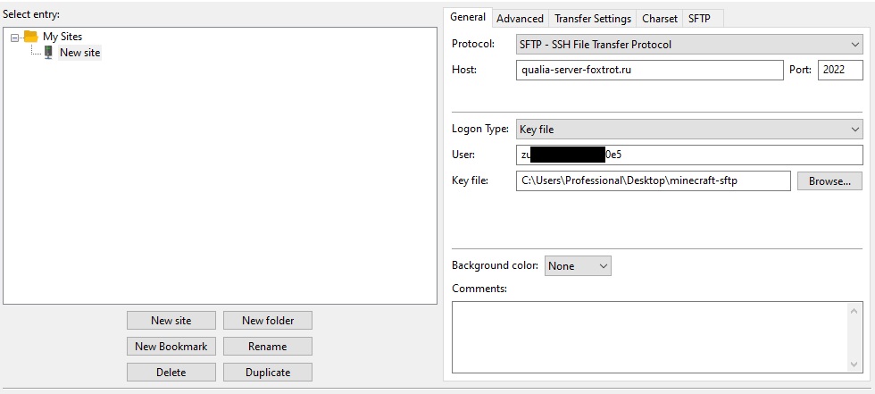 Настройка FileZilla